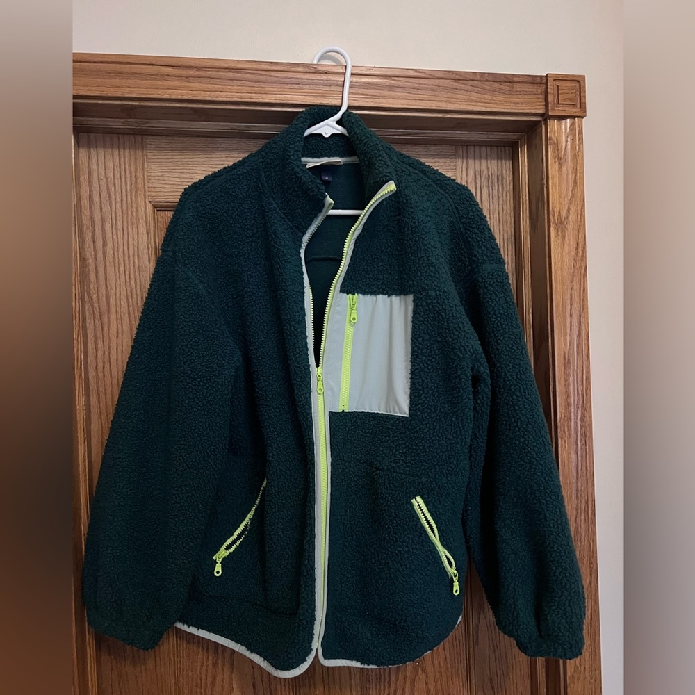 Free people hit the slopes *inspired* jacket, deep emerald green, size M, EUC